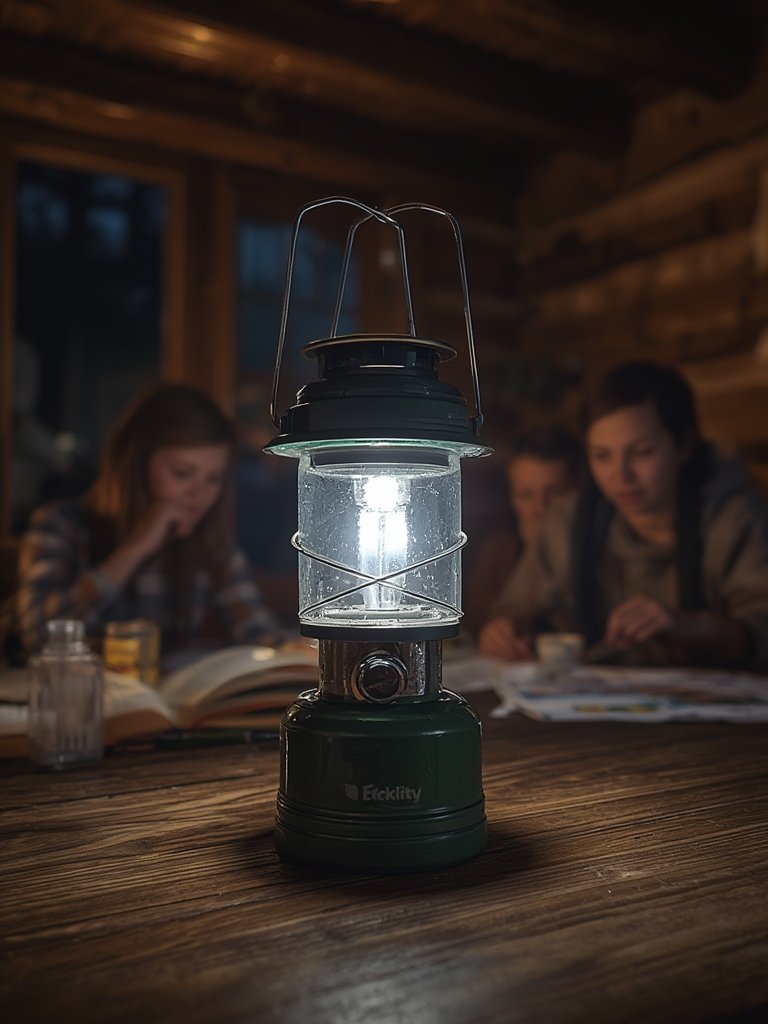 camping lantern in action