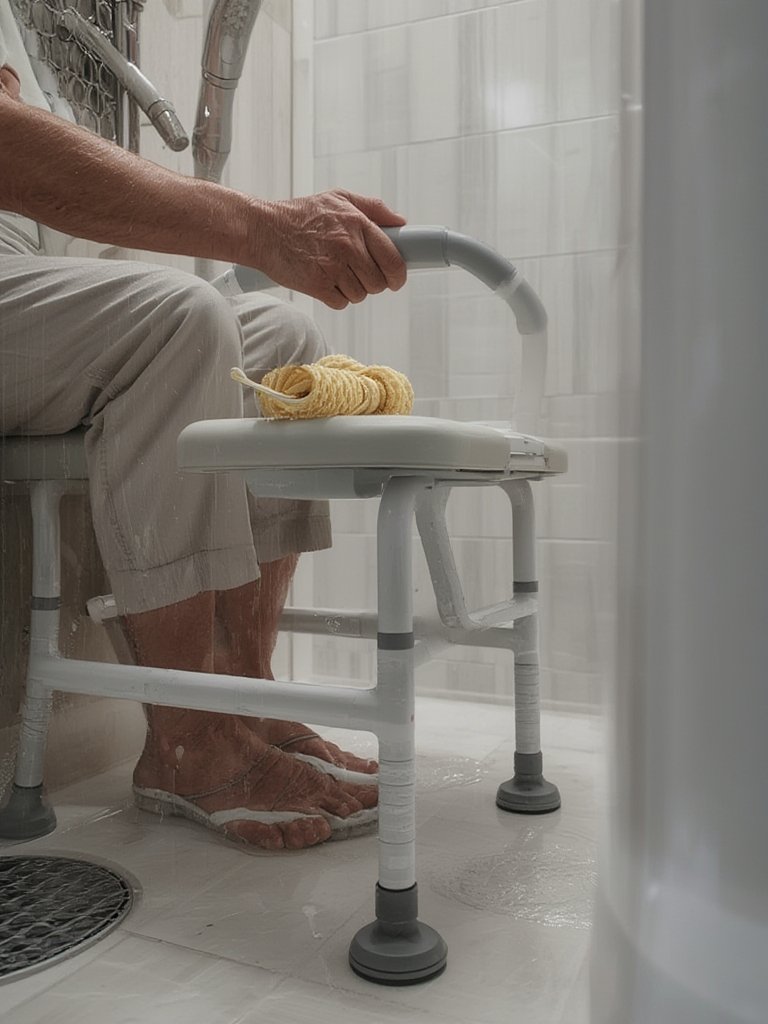 shower chair in action