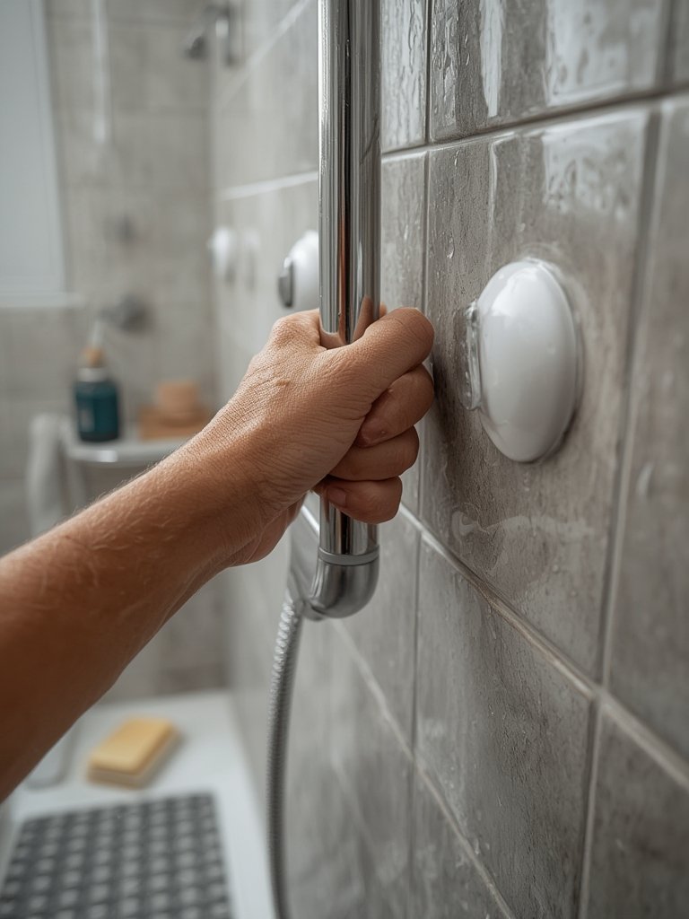 Best Shower Grab Bar for Seniors and Easy Bathroom Safety (2026) 2 shower grab in action