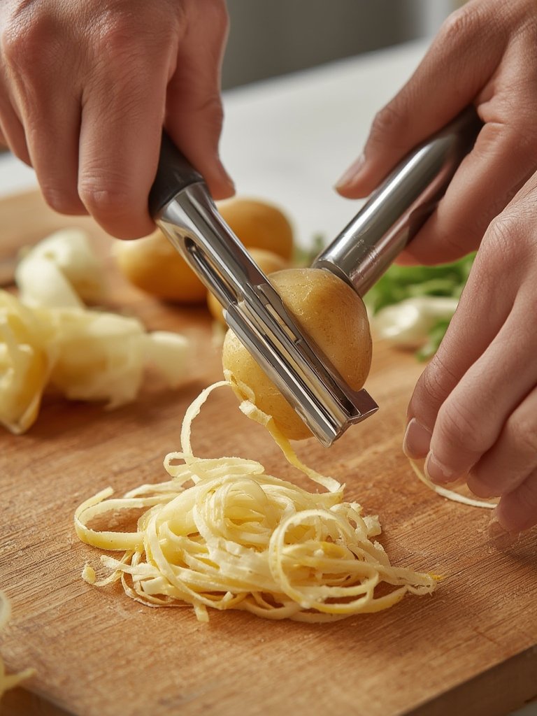 vegetable peeler in action