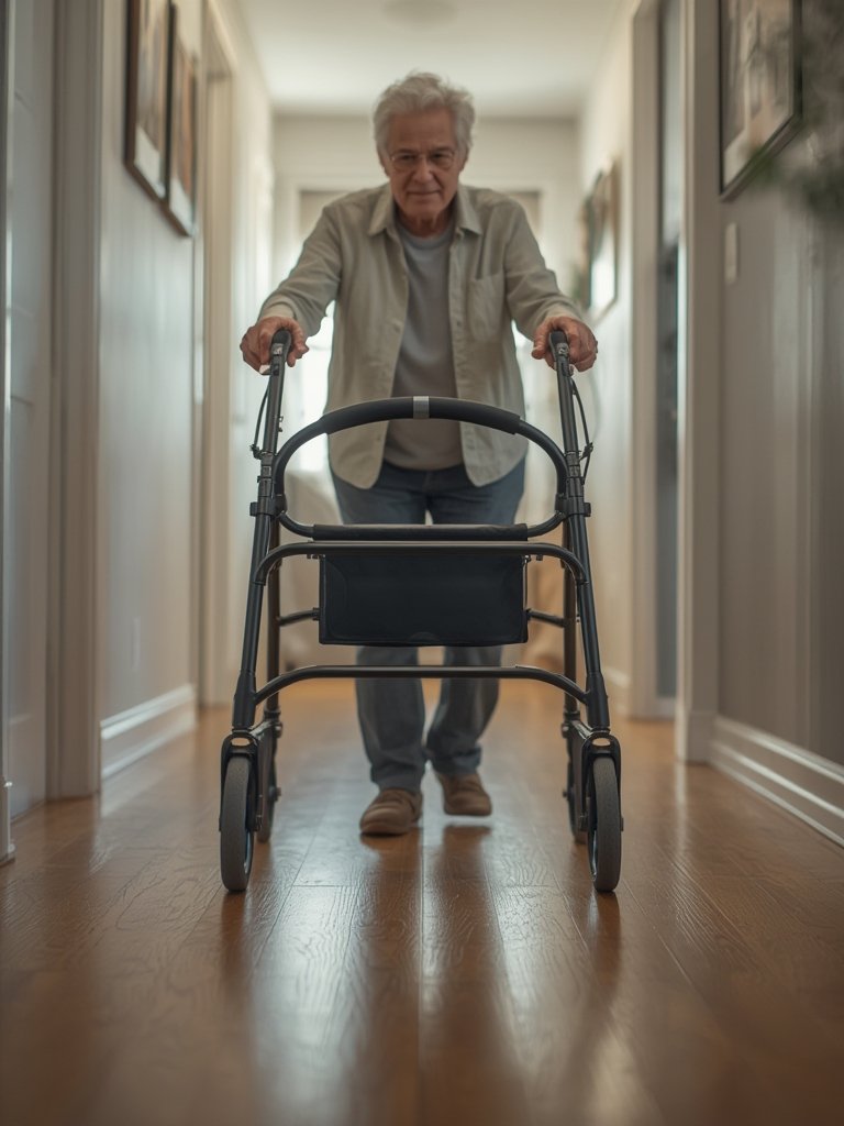 folding walker in action