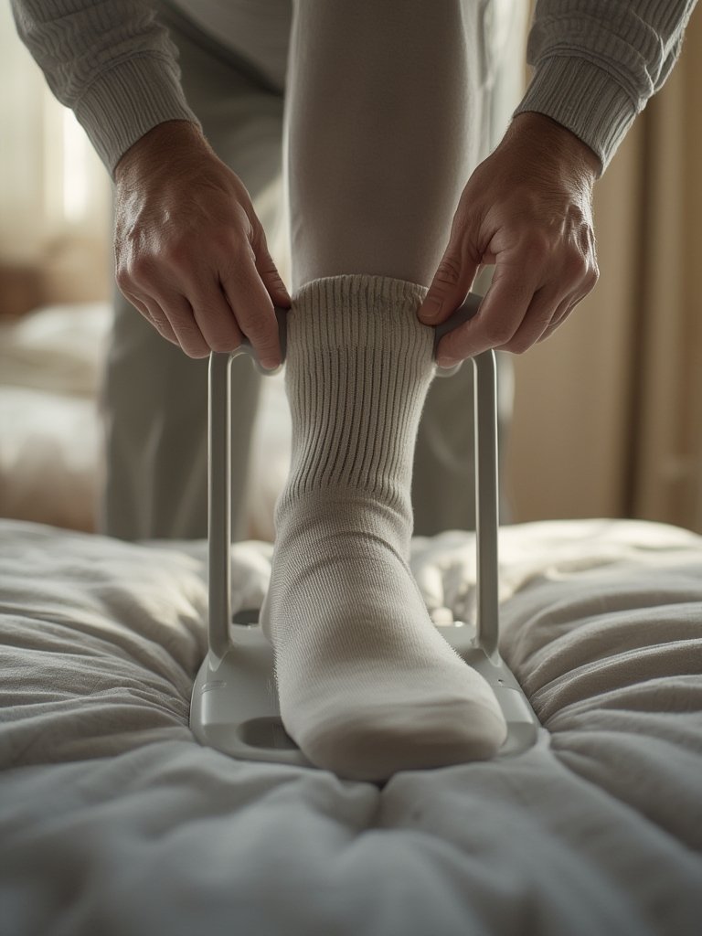 sock aid in action