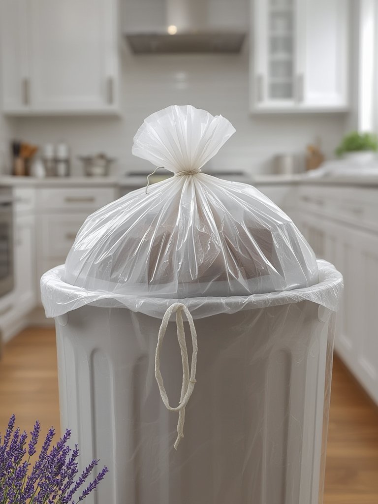 kitchen trashbags in action