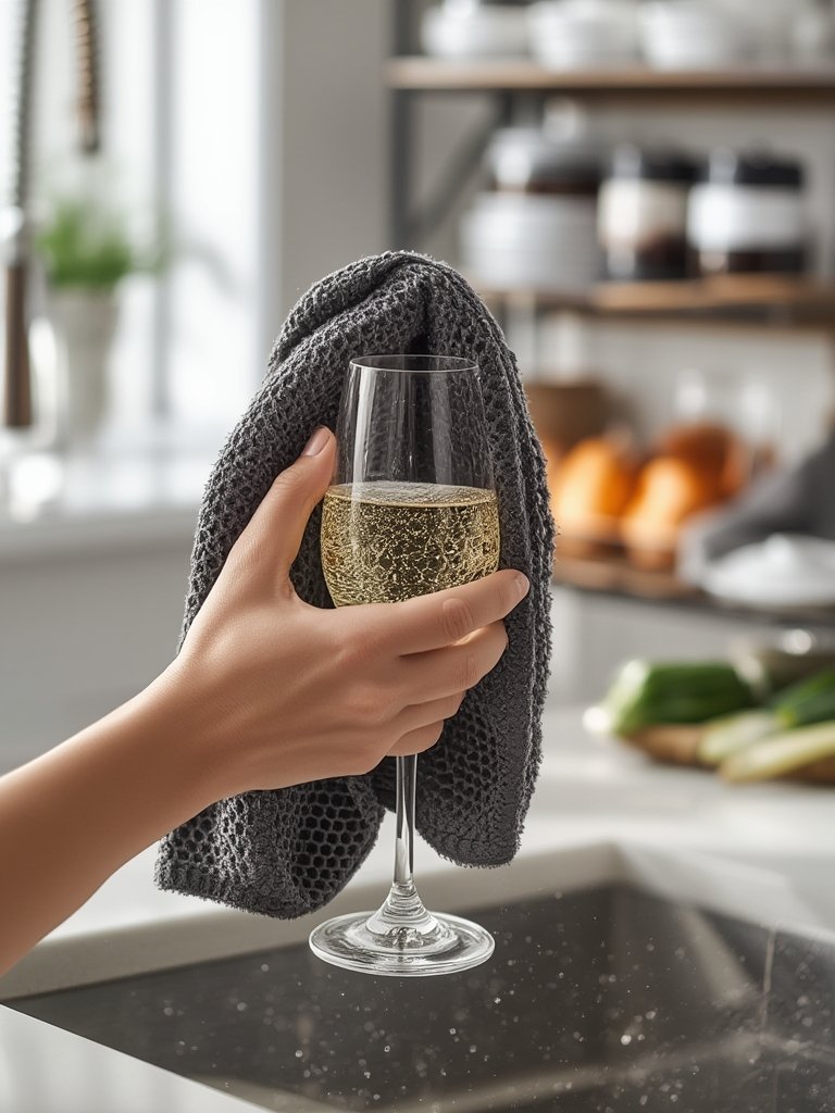 waffle dishcloths in action
