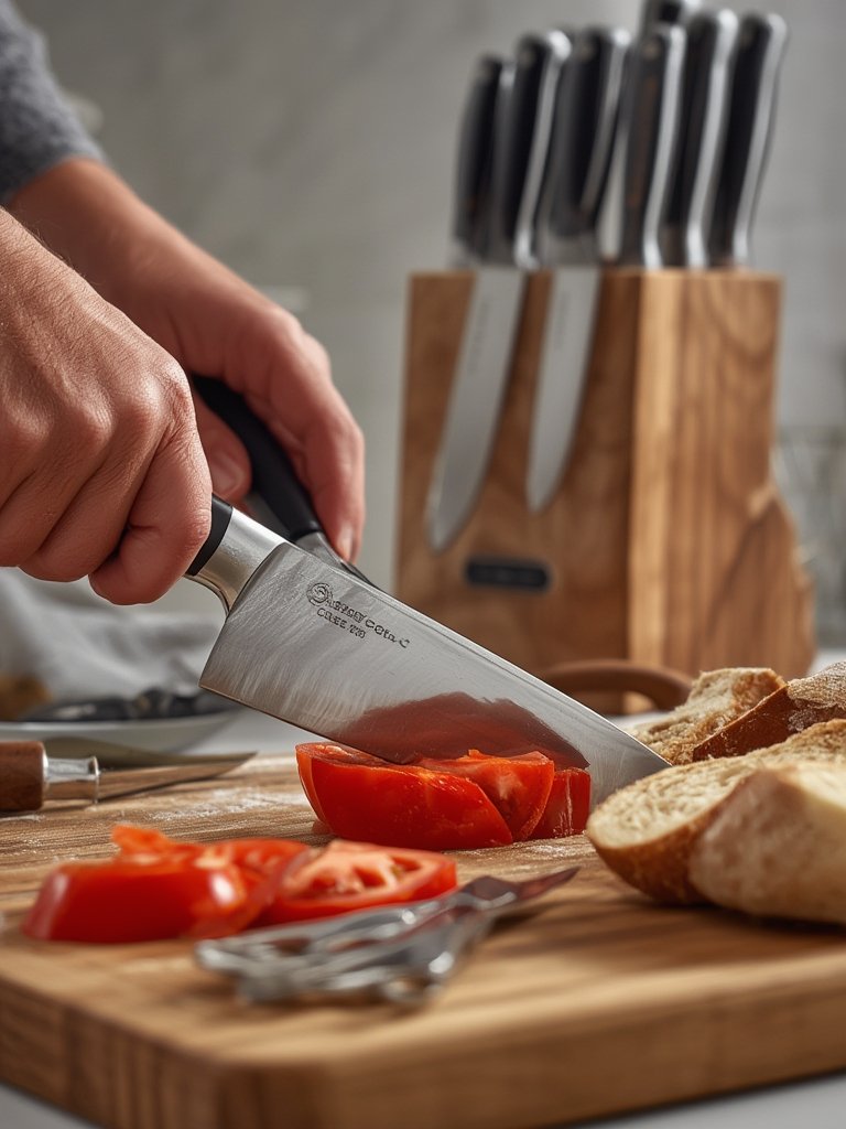 knife set in action