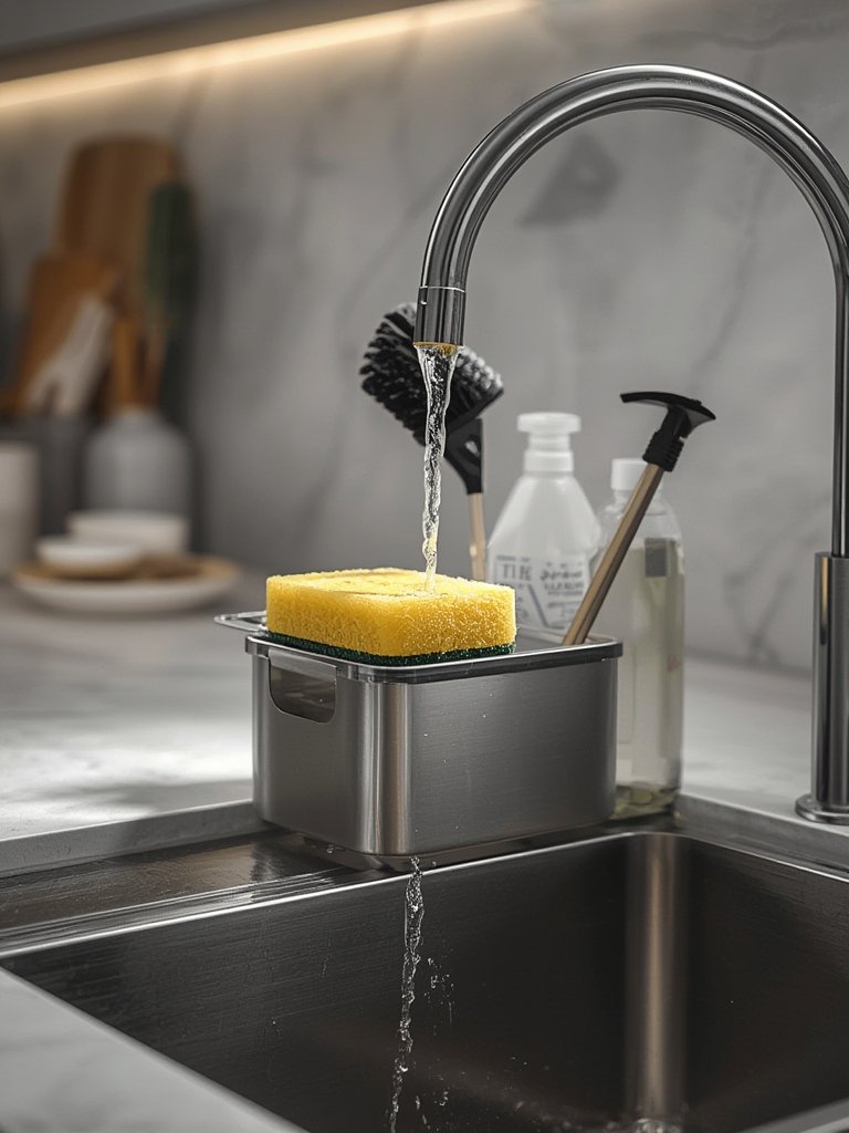 Best Sponge Holder for Easy Drying and Kitchen Sink Organization (2026) 2 sponge holder in action