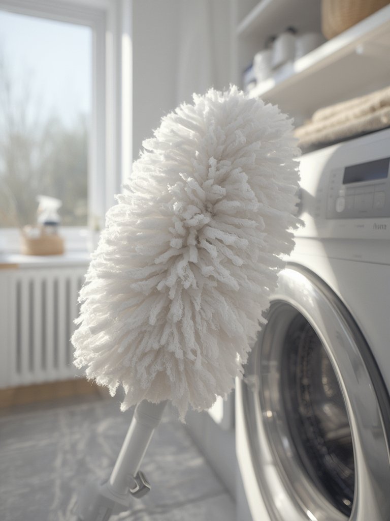 microfiber duster in action